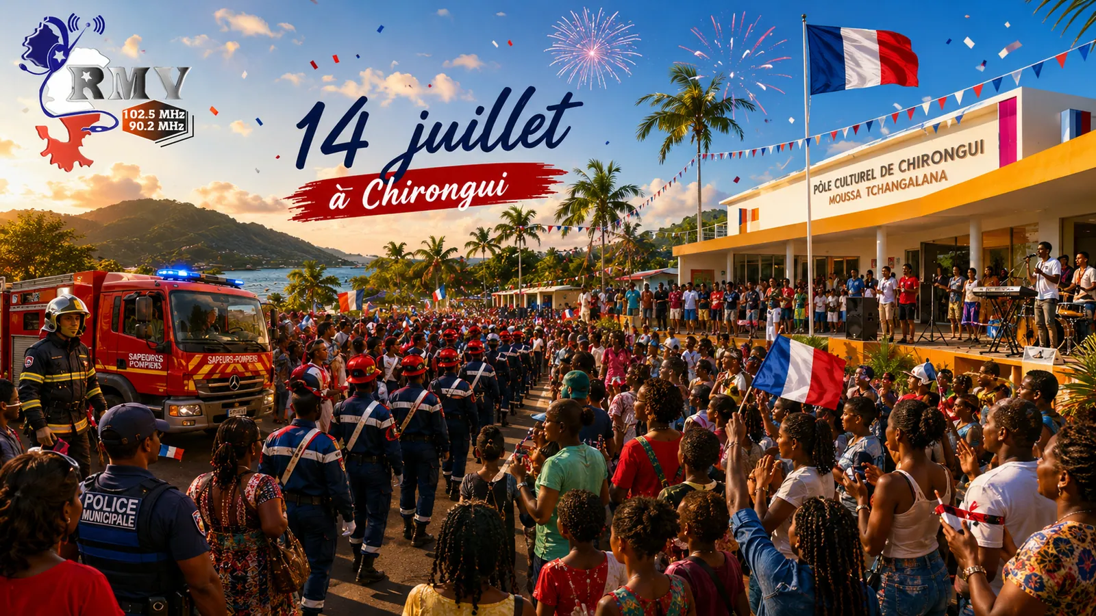 14 juillet à Chirongui : la Ville célèbre la Fête nationale avec un grand défilé populaire — Société, Chirongui (RMV Mayotte)