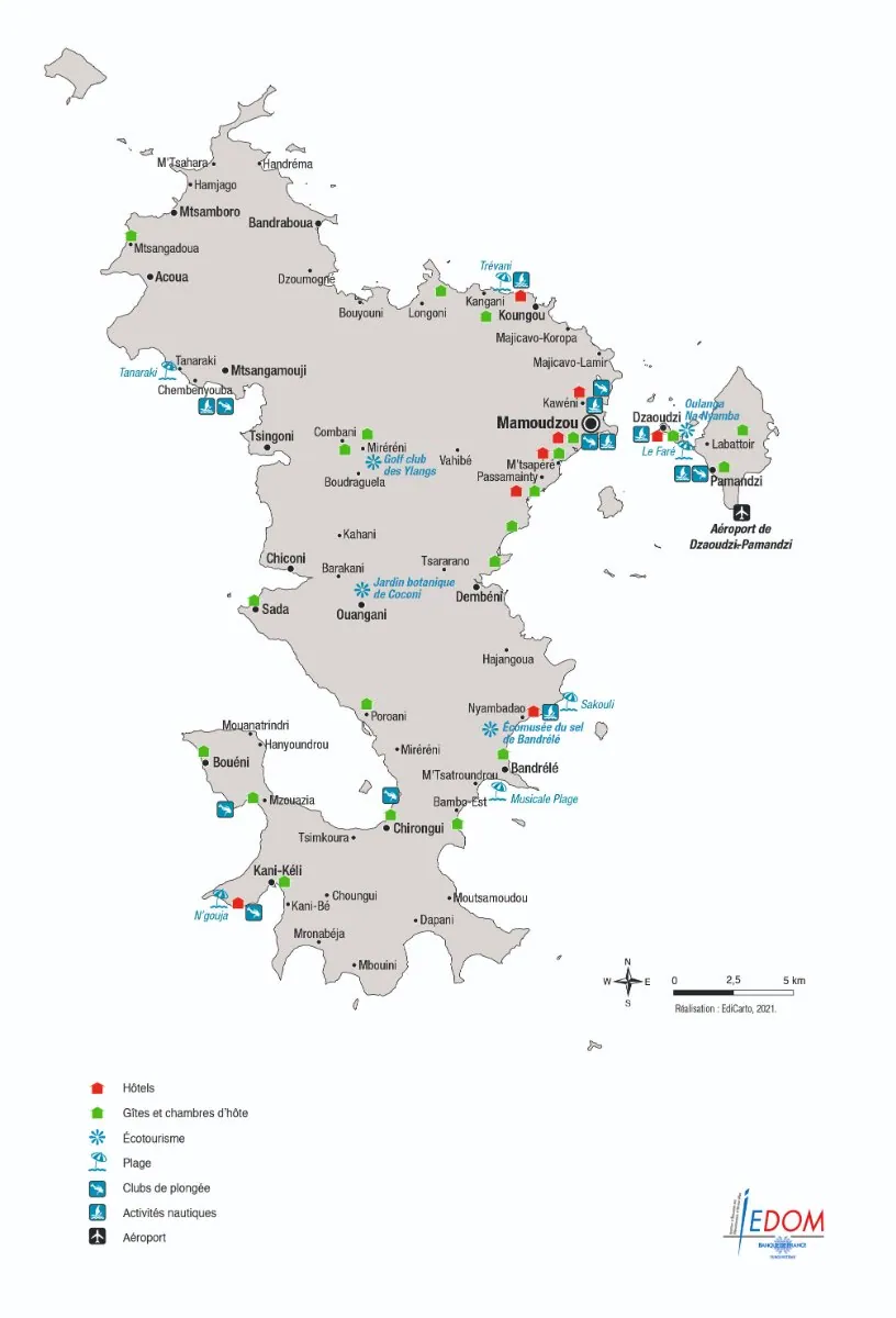Carte de Mayotte — communes couvertes par RMV