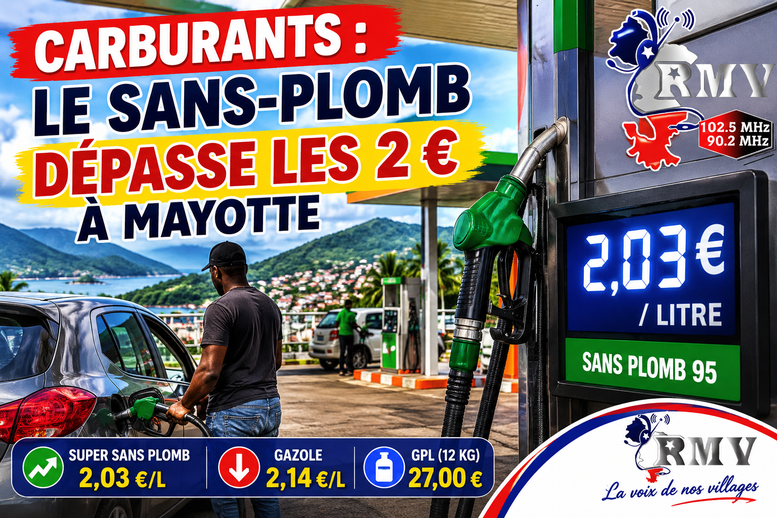 Mayotte : le prix du sans-plomb franchit la barre des 2 euros au 1er juin 2026